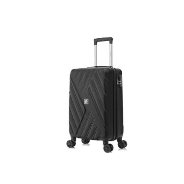Imagem de Mala de Bordo Pequena para Viagem ABS Cadeado Integrado Rodas Giro 360º Padrão ANAC Expansor Preto Cruzeiro Malas