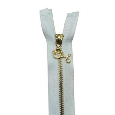 Imagem de Ziper metal fino 3 80cm dourado pingente  esteto  para jaleco varios t