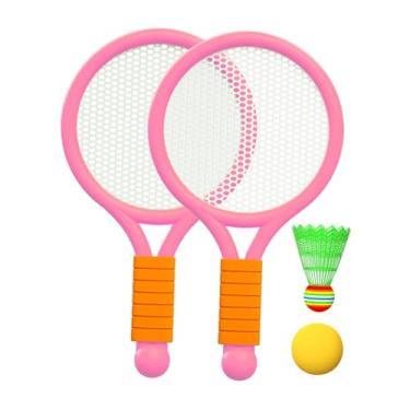Imagem de Colaxi Conjunto de tênis de badminton infantil, raquetes de tênis com bola e raquete de tênis peteca para crianças para jogadores internos e externos, ROSA