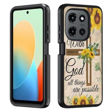 Imagem de BWOOLL Capa para Motorola Moto G 5G 2025 / Moto G Play 5G 2025, PC rígido híbrido 3 em 1 resistente e silicone macio à prova de choque, capa de proteção contra quedas, citação cristã cruzada versículo