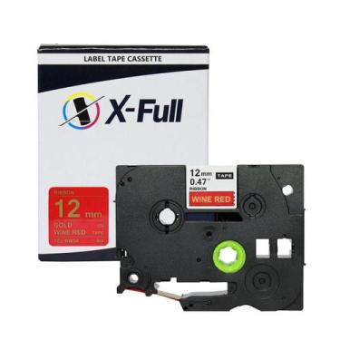 Imagem de Fita compatível Brother TZe-RW34 12MMx4M Dourado no Cetim Vinho - X-Fu