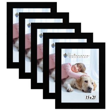 Imagem de Kit 5 Molduras Porta Retrato 15X21 Preto - Santamaria Molduras