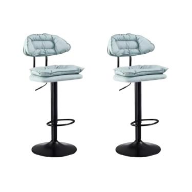 Imagem de Lzyjckh Conjunto de 2 bancos de bar giratórios, estofados ajustáveis Cadeiras de ilha com altura de bar sem braços com encosto e apoio para os pés para cozinha doméstica,Light blue