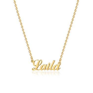 Imagem de Hidepoo Colar com nome personalizado – Colar com pingente de nome de aço inoxidável, corrente delicada com nome de letra, joias personalizadas, presentes para mulheres, Metal