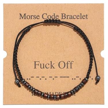 Imagem de SXXGW Pulseiras de código Morse para homens, presentes inspiradores para meninas, pulseira com contas engraçadas para amigos, pulseira de código Morris para mulheres, adjust, Cobre, Sem pedras
