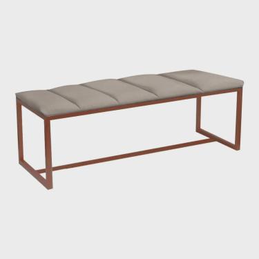 Imagem de Recamier Industrial Carla 90cm Solteiro Quarto Box Cama Ferro Bronze Corino Bege - Ahz Móveis