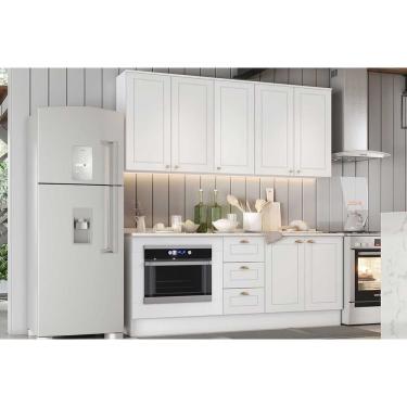 Imagem de Cozinha Modulada Completa Americana 6 Peças (2Aéreos + 2Balcões + 2Complementos) C6P83 Branco - Henn