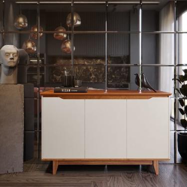 Imagem de Buffet Três Portas Flow Off White/Freijó – ej Móveis
