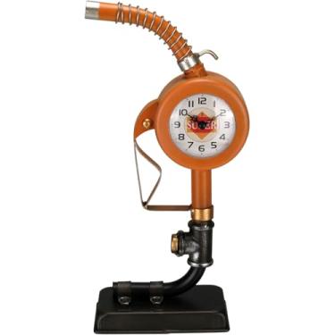 Imagem de RELOGIO DE MESA DECORATIVO VINTAGE BOMBA DE GASOLINA HOME&CO METAL 37x17x8cm AMARELO