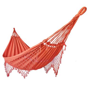 Imagem de Rede de Dormir Casal Balanço de Algodão Reforçada 3,80m x 1,50m Laranja