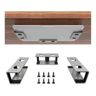 Imagem de Suporte para laptop Suporte para laptop sob a mesa, suporte de armazenamento de alumínio para laptop com placa de feltro anti-riscos Elevador para laptop(Silver)