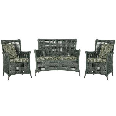 Imagem de Jogo Sofá e 2 Poltronas de Área Igapó Alumínio Pintura Marrom Corda Náutica Estofado 5 Trama