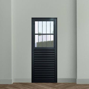 Imagem de Porta de Aluminio Postigo Social 210x80cm Linha Plus Lux-esquadrias Preto