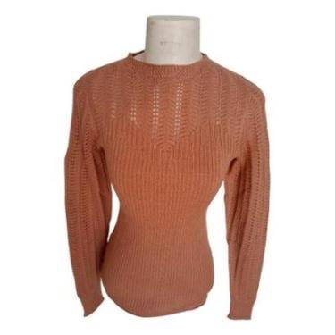 Imagem de Suéter Feminina Tricot Modal Premium Detalhes Gola E Manga-Feminino