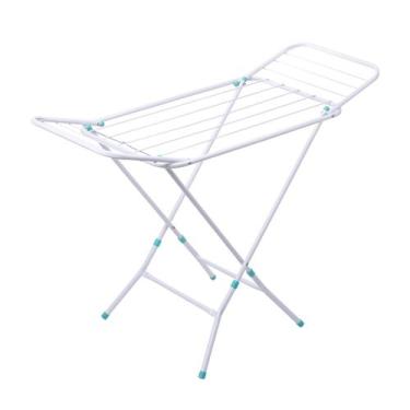 Imagem de Varal de Chao Dobravel Reforçado Retrátil Slim Cor Branco com Abas - M