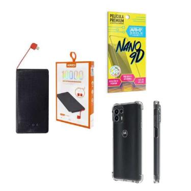 Imagem de Kit Power Bank 10.000mAh + Capinha Motorola Edge20 + Película 9D - Arm