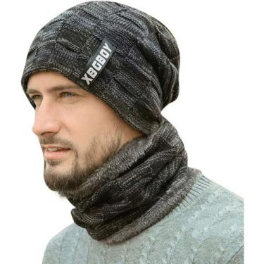 Imagem de Boina Gorro Cachecol Gola Beanie Forrada Lã Inverno Frio Unissex Mascu