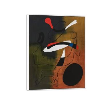 Imagem de Joan Miró Imagem de arte de parede em tela - reprodução de obras de arte famosas abstratas - pinturas com moldura branca para decoração de sala de estar (pintura 2) 50 x 65 cm - 19 x 25 pol