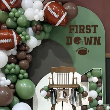 Imagem de First Year Down Decal - Football First Birthday Decal, Sport Theme First Birthday Decorations Decal for Backdrop, Balloon Arch,Baby Shower,Football Boy Birthday Party Decorations (First Down Decal)