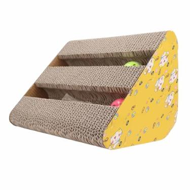 Imagem de Gatos Ondulados, Gatos de Papelão, Aliviar o Estresse, Multi -cérebro, Resistência a Arranhões, Proteção de Móveis Com Folhas de hortelã para Gatinhos (P tipo de fonte) (Triangular)