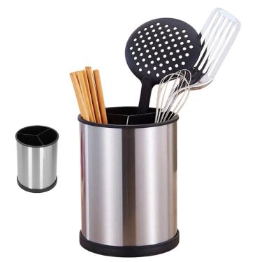 Imagem de Porta Talheres Utensilios Giratorio Inox Base Suporte Pia Mesa Bancada Organizaçao Cozinha Limpeza