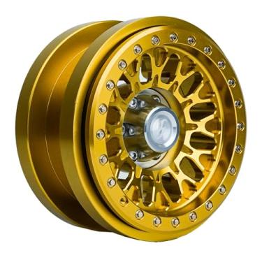 Imagem de BEAXTURBO Racing Upgrade Parts CNC 2.9''Aluminum Bead Lock Wheel for Axial SCX6 Trail Honcho Gold 1/6 (Gold-Silver)