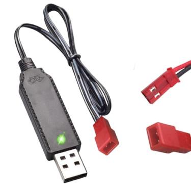 Imagem de Cabo carregador USB de 3,7 V com plugue JST de 2 pinos, compatível com carro RC, avião, tanque, barco RC e outros brinquedos de controle remoto para bateria lipo universal de 3,7 V, preto
