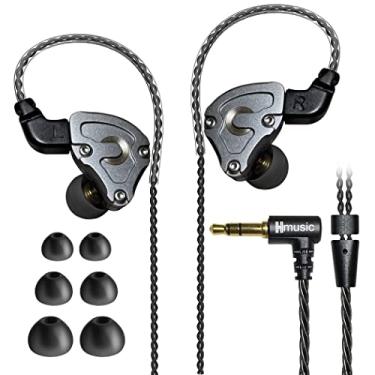 Imagem de Hmusic Fones de ouvido IEM, fones de ouvido estéreo com fio Hi-Fi, híbridos DD+BA de alta resolução sem perdas, fones de ouvido intra-auriculares com fio de alta resolução com isolamento de ruído com