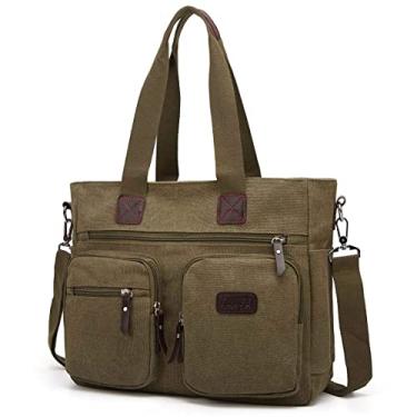 Imagem de Bolsa feminina ToLFE com alça superior, bolsa de ombro, bolsa carteiro, bolsa tiracolo, bolsa transversal para viagem, trabalho, sacola, New-army Green, Double handles with 9.1" drop