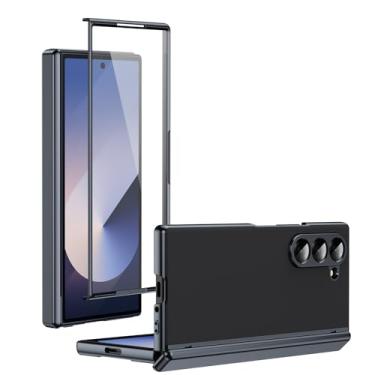 Imagem de Capa para Samsung Galaxy Z Fold 6 com protetor de tela, capa de proteção de dobradiça para Samsung Z Fold 6 5G Capa protetora de PC rígida 360 à prova de choque Slim Fit All Inclusive Cases (preto)