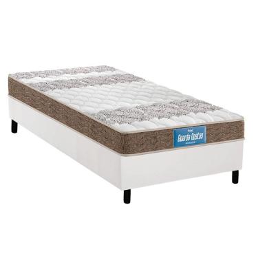 Imagem de Cama Box Solteiro: Colchão Ortopédico Probel D33/EP Anatômico Guarda Costas Próintense Double Face+ Base CRC Courano White(88x188)
