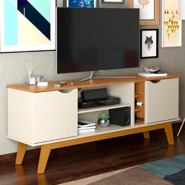 Imagem de Rack Patrimar Marselha Para Tv De Até 50 Off White Com Cedro