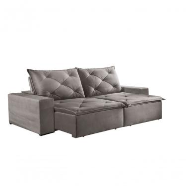 Imagem de Sofá 3 Lugares Retrátil E Reclinável Plutão Suede Cor:Prata