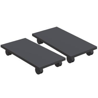 Imagem de Kit 02 Suportes Para Cpu Com Rodízios Cyber L03 Preto