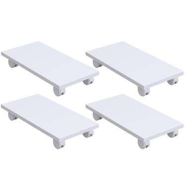 Imagem de Kit 04 Suportes Para Cpu Com Rodízios Cyber L03 Branco