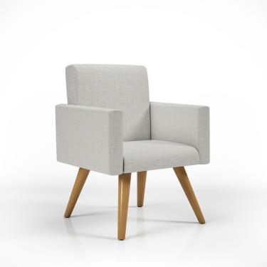 Imagem de Poltrona Nina - Cadeira Escritório Linho linho Cinza Claro