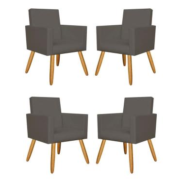 Imagem de Kit 04 Poltronas Nina Decorativa Recepção Oferta Courino - Balaqui Decor Cor:courino Cinza