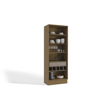 Imagem de Cristaleira 80Cm 2 Portas 1 Gaveta Kappesberg Nogueira/Fendi