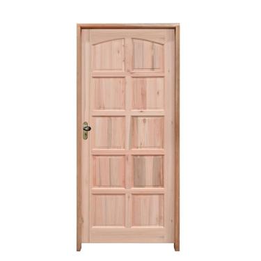 Imagem de Kit Porta De Madeira 210X82Cm Batente 11Cm Fechadura Taco De Golf Externa Topazio Eucalipto