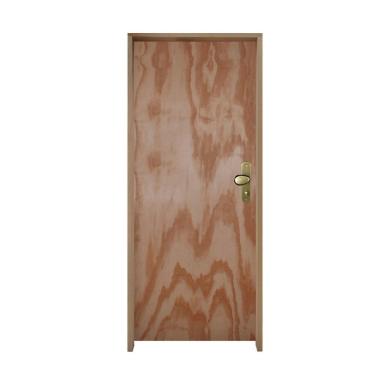 Imagem de Kit Porta De Madeira 210X92Cm Batente 14Cm Fechadura Taco De Golf Externo Mescla Lisa Mescla