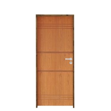 Imagem de Kit Porta De Madeira Pivotante 210X82Cm Batente 14Cm Fechadura Stilo Cromada Externa 7 Imbuia