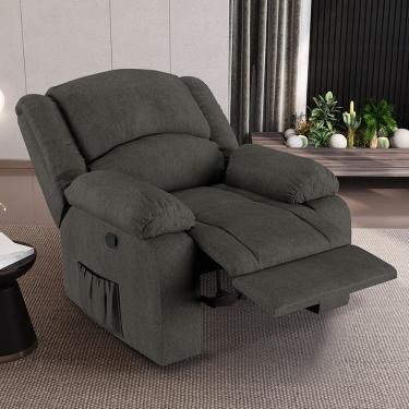 Imagem de Poltrona Do Papai Reclinável Sala De Cinema Madrid Manual Linho Chumbo G26