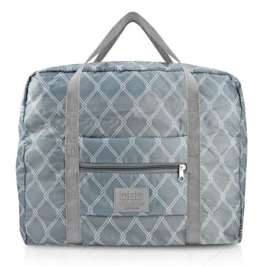 Imagem de Bolsa De Viagem Dobrável Retangular Estampa Listrada Jacki Design Cinza