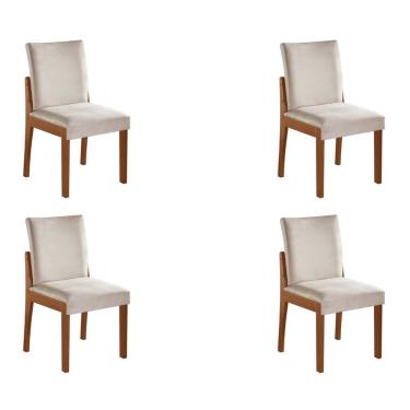 Imagem de Conjunto 4 Cadeiras De Jantar Mônaco Yescasa Castanho Cinamomo-bege