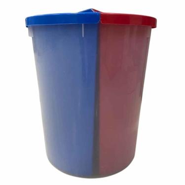 Imagem de Lixeira Com 3 Divisões Mix3 Cores Azul/vermelho E Marron