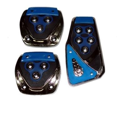 Imagem de Kit Pedaleiras Esportivas Acessórios Carros Corrida Universal 3 Peças Cor:azul