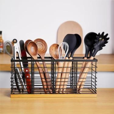 Imagem de WDT Tool Suporte Grande Para Utensílios De Cozinha - 40 Cm X 10 Cm, 17 Fazenda, Espátula Caddy (4 Compartimentos)