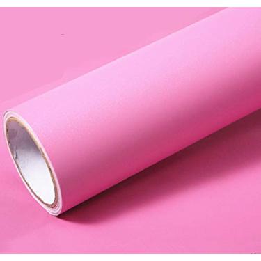 Imagem de UPREDO Papel de parede adesivo de vinil texturizado fosco de cor sólida, papel de parede para prateleira, papel decorativo para casa, 40 x 200 cm (rosa)