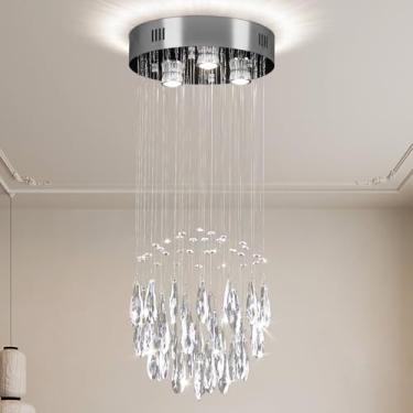 Imagem de YPQXYHDA Lustre De Cristal K9 Moderno, Luminária Pendente Teto Embutida Para Sala Jantar, Quarto E Estar, 3 Lâmpadas Gu10