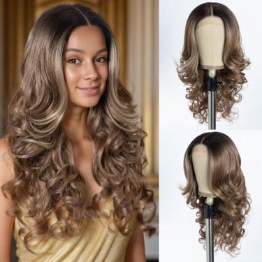 Imagem de Style Icon Ícone De Estilo 21' Peruca Sintética Com Renda Frontal Multicamadas E Cachos Grandes, Parte Do Meio, Afro Completo Fofo